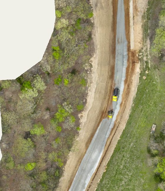 Orthomosaic of a county road construction job in the SkyView viewer