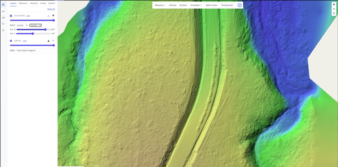 SkyView elevation model with hillshade relief